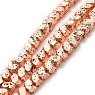 Electroplated Natural Lava Rock Beads Strands, Trapezoid, Rose Gold Plated, 4x4.5x4mm, Hole: 1mm, about 94pcs/strand, 15.35~15.55 inch(39~39.5cm)(G-G984-11RG)