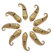 Tibetan Style Alloy Hook and Snake Head Clasps, For Leather Cord Bracelets Making, Antique Golden, Clasps: 23x12x9mm, Hole: 8x4mm, S-Hook: 24x16x9mm, Hole: 6.5mm(TIBE-TA0001-06AG)