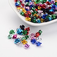 Mixed Color Aluminum Rose Flower Tiny Metal Beads, about 6mm wide, 4.5mm high, hole: 1mm(X-AF6MM00MY)