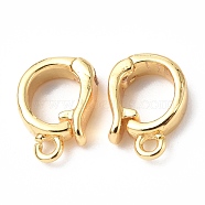 Brass Fold Over Clasps, with Loop, Real 18K Gold Plated, 10x7x2.5mm, Hole: 1.2mm(KK-P223-25G)