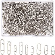 SUPERFINDINGS 180Pcs 9 Style 201 Stainless Steel High Strength Fishing Snap, Fishing Clip Lure Quick Change, Fishing Accessories, Stainless Steel Color, 15~30x5~9x0.3~3mm, 20pcs/style(FIND-FH0004-42)