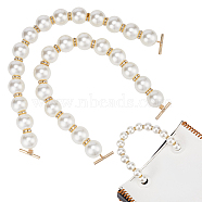 Resin Imitation Pearl Beaded Bag Straps, with Rhinetone Spacers & Alloy T-Bar Clasp, Golden, 32cm(DIY-WH0304-662)