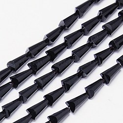 Glass Beads Strands, Faceted, Cone, Black, 8x4mm, Hole: 1mm, about 72pcs/strand, 18 inch(EGLA-E007-02)