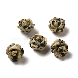 Natural Dalmatian Jasper Carved Flower Beads, Rose, 8.5~10x10x10.5mm, Hole: 1mm(G-O156-B-27)