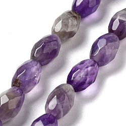 Natural Amethyst Beads Strands, Faceted Rice, 12.5x8mm, Hole: 1.2mm, about 16pcs/strand, 7.68''(19.5cm)(G-P520-C02-01)