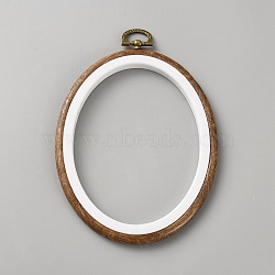 PP & PVC Plastic Imitation Wood Cross Stitch Embroidery Hoops, with Alloy Hanging Ring, Sewing Tools Accessory, Oval, 168mm, pendant: 148x118x9mm(DIY-WH20055-058B-01)