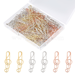 CRASPIRE 66Pcs 3 Colors Metal Paper Clips, Bookmark Marking Clips, Music Note, Mixed Color, 35x11x3mm, 22pcs/color(AJEW-CP0005-63)