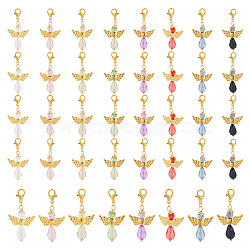 PandaHall Elite 4 Sets Angel Acrylic Pendant Decoration, with Alloy Lobster Claw Clasps, Clip-on Charms, for Keychain, Purse, Backpack Ornament, Mixed Color, 42~44mm, 8pcs/set(FIND-PH0010-14)
