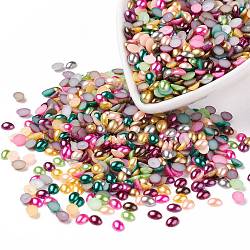 ABS Plastic Imitation Pearl Cabochons, Oval, Mixed Color, 8x6x2mm, about 5000pcs/bag(SACR-R755-8x6mm-ZM)