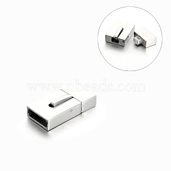 Rectangle 304 Stainless Steel Bayonet Clasps, Stainless Steel Color, 23x12x5mm, Hole: 10x3mm(STAS-M198-05)