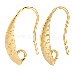 10 Pairs Brass Earring Hooks, Long-Lasting Plated, Lead Free & Cadmium Free, Rack Plating, with Loop, Real 24K Gold Plated, 12Gauge, 15.5x10x2.5mm, Hole: 1.8mm, Pin: 0.8mm(KK-BBC0027-77B)