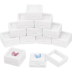 Acrylic Jewelry Box, with Sponge, Square, White, 2.95x2.95x1.65cm(OBOX-WH0004-05A-02)