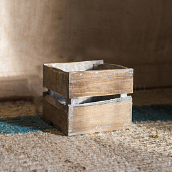 Wood Nesting Storage Crates, Rustic Crates for Storage Display Decoration , BurlyWood, 165x165x140mm(HULI-PW0002-087B)