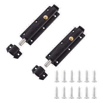 304 Stainless Steel Spring Locks Set, with Screws, Electrophoresis Black, 20~119x31~32x17~21mm, Hole: 3~3.5mm