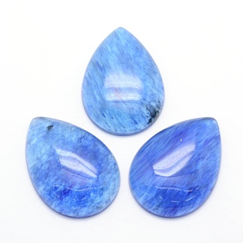 Blue Watermelon Stone Glass Cabochons, Drop, 34~35x24~25x6.5~7mm