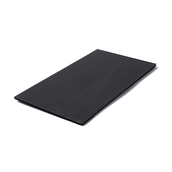 Plastic Corrugated Sheets Pads, for DIY Crafts Model Building, Rectangle, Black, 300x153x4mm