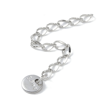 Non-Tarnish 304 Stainless Steel Chain Extender, Stainless Steel Color, 55x2.5mm