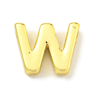 Brass Beads, for Personalized Name Necklace Making, Real 18K Gold Plated, Letter W, 8.5x10.8x3mm, Hole: 1.8x1mm