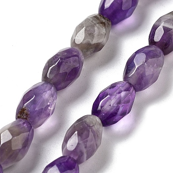 Natural Amethyst Beads Strands, Faceted Rice, 12.5x8mm, Hole: 1.2mm, about 16pcs/strand, 7.68''(19.5cm)