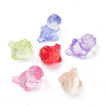 Transparent Plastic Pendants,  Sea Dog Shape Charm, Mixed Color, 33x30.5x40mm, Hole: 3mm