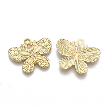 Alloy Pendants, Butterfly, Light Gold, 20x24.5x2.5mm, Hole: 1.8mm
