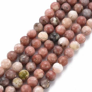 Round Natural Maible and Sesame Jasper/Kiwi Jasper Beads Strands, 6.5mm, Hole: 1mm, about 63pcs/strand, 15.5 inch