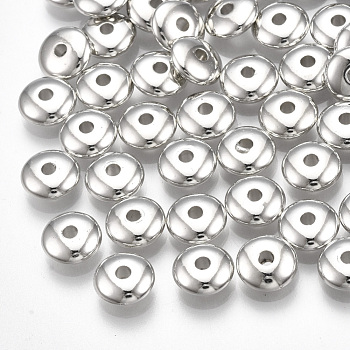 CCB Plastic Spacer Beads, Rondelle, Platinum, 7x2.5mm, Hole: 1.8mm