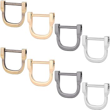 WADORN 8Pcs 4 Colors Alloy D Rings, Buckle Clasps, for Webbing, Strapping Bags, Garment Accessories, Mixed Color, 29x44x6mm, 2pcs/color