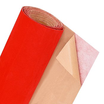 BENECREAT Self Adhesive Velvet Flocking Fabric, for Jewelry Drawer Craft Fabric Peel Stick, Red, 25x0.08cm