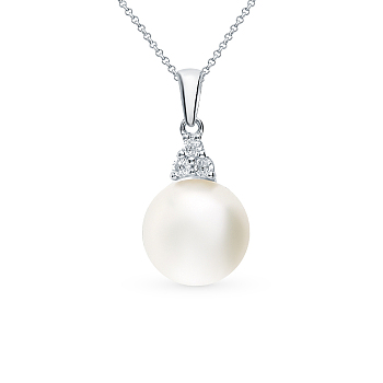 Elegant S925 Silver Pearl Zircon Pendant Necklaces, Classic French Style, Mother's Day Gift., Seashell Color