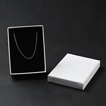 Texture Paper Necklace Gift Boxes, with Sponge Mat Inside, Rectangle, White, 9.1x7x2.7cm, Inner Diameter: 6.5x8.6cm, Deep: 2.5cm
