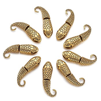 Tibetan Style Alloy Hook and Snake Head Clasps, For Leather Cord Bracelets Making, Antique Golden, Clasps: 23x12x9mm, Hole: 8x4mm, S-Hook: 24x16x9mm, Hole: 6.5mm