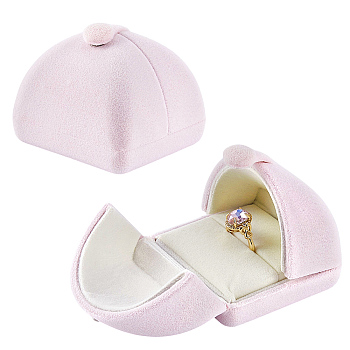 Velvet Finger Ring Package Boxes, Rectangle, Lavender Blush, 7x6.5x6cm
