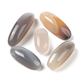 Natural Agate(Dyed & Heated) Beads, Oval, Top Drilled, Gray, 24.5~42x10.5~14.5x8.5~13.5mm, Hole: 2mm