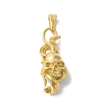 PVD Vacuum Plating 304 Stainless Steel Pendants, Golden, Skull Charm, 39.5x14.5x11mm, Hole: 10x5mm