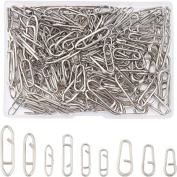 SUPERFINDINGS 180Pcs 9 Style 201 Stainless Steel High Strength Fishing Snap, Fishing Clip Lure Quick Change, Fishing Accessories, Stainless Steel Color, 15~30x5~9x0.3~3mm, 20pcs/style