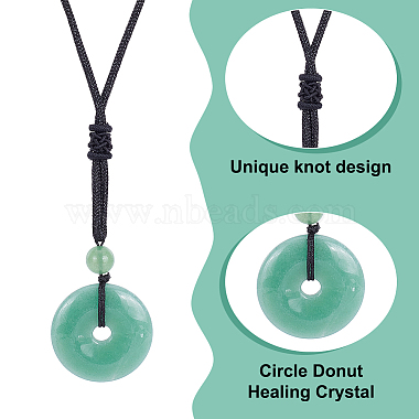 3Pcs 3 Style Natural Mixed Gemstone Donut/Pi Disc Pendant Necklaces Set with Polyester Cord for Women(NJEW-AN0001-40)-3