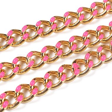 Deep Pink Brass+Enamel Curb Chains Chain
