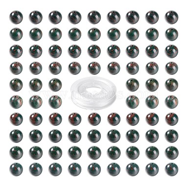 100 pièces 8mm perles de pierre de sang indiennes naturelles(DIY-LS0002-23)-2