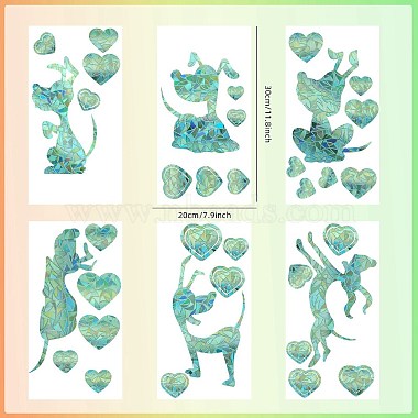 6PCS PVC Stickers Dazzling Color Window Stickers 3D Laser Puppy And Heart Shapes Electrostatic Glass Window Stickers(JX834A)-2