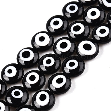 Black Flat Round Lampwork Beads