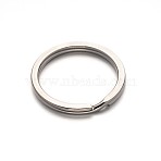 Non-Tarnish 304 Stainless Steel Split Key Rings, Keychain Clasp Findings, Stainless Steel Color, 30x3mm(X-STAS-M216-04)
