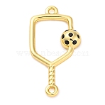 Brass Black Enamel Connector Charms, Pickleball, Golden, 21x11x3mm, Hole: 1mm(KK-NH0005-02G)