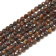 Natural Tiger Eye Beads Strands, Faceted, Round, 2~2.5mm, Hole: 0.3mm, about 150~168pcs/strand, 14.7~15.2 inch(G-S300-02-2mm)