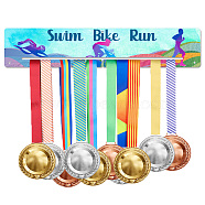 Acrylic Medal Holder, Medals Display Hanger Rack, Medal Holder Frame, Rectangle, Triathlon Pattern, 70x390x5mm(AJEW-WH0346-004)