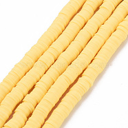 Handmade Polymer Clay Bead Strands, Heishi Beads, Disc/Flat Round, Yellow, 6x0.5~1mm, Hole: 2mm, about 320~447pcs/strand, 15.74 inch~16.92 inch(X-CLAY-T002-6mm-56)