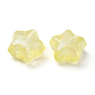 Luminous Transparent Acrylic Beads, Glitter Beads, Glow in the Dark, Star, Yellow, 10x11x6mm, Hole: 2mm(MACR-D024-24F)