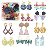 DIY Earring Making Finding Kits, Including Stainless Steel Filigree Pendants, Alloy Stud Earring Findings, Plastic Ear Nuts, Flower & Triangle & Fish & Flat Round, Mixed Color, 80Pcs/box(FIND-SZ0009-05)