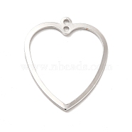 Rack Plating Brass Connector Charms, Long-Lasting Plated, Heart Links, Platinum, 26x22x1mm, Hole: 1.4mm(KK-E067-24P)