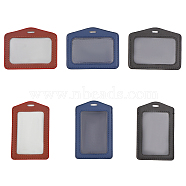 6Pcs 6 Style Cowhide Leather ID Card Holder, Name Key Card Tag Holder, Rectangle, Horizontal & Vertical, Mixed Color, 80.5~110x71~101.5x3~4mm, Hole: 3~4x13~14mm, 1pc/style(AJEW-CA0003-59)